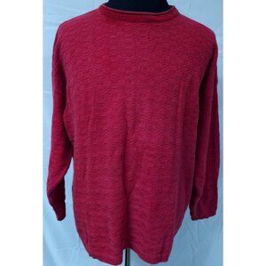 Vtg Forever Creative Cotton Womens Large Red Textured Knit Sweater Made In USA
